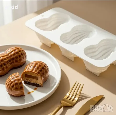 3D 3 Фъстъка Фъстък плодов десерт мус шоколад сладкиш силиконов молд формакорпусни десерти, снимка 8 - Форми - 55318978