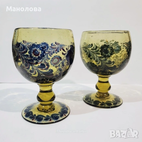 Великолепен винтидж комплект от шест тежки, ръчно духани чаши Alfred Taube Kristall Glasfabrik, снимка 7 - Други ценни предмети - 54011907