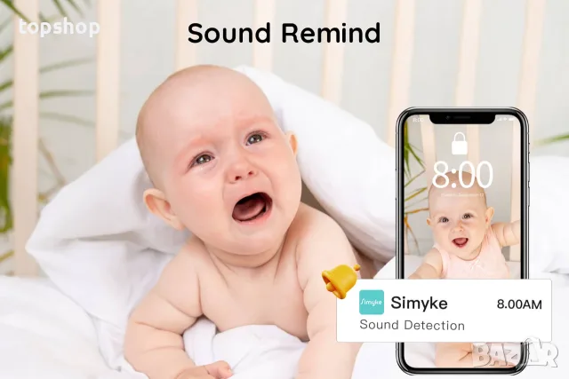 Чисто нов смарт видео бебефон Simyke BME28-1 с 2.8" дисплей и приложение (2-Way Talk, VOX)  , снимка 10 - Бебефони - 55388284