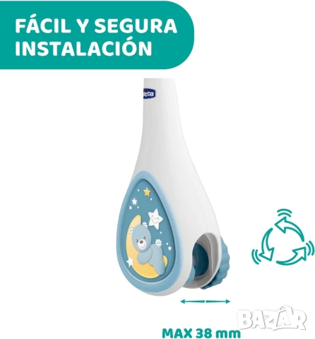Музикална въртележка Chicco Next2Dreams 3в1 за бебешко легло синя, снимка 9 - Музикални играчки - 54307258