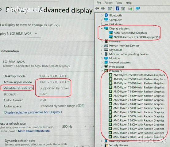 NVIDIA RTX 3080 8GB/AMD Ryzen 7 5800H/16GB RAM/1TB NVMe/15.6 FHD IPS 300hz/Asus ROG Strix SCAR G533, снимка 11 - Лаптопи за игри - 54195883