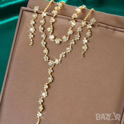 Gold Snake сватбен комплект, бал, комплект колие гривна и обеци, снимка 2 - Бижутерийни комплекти - 53124548