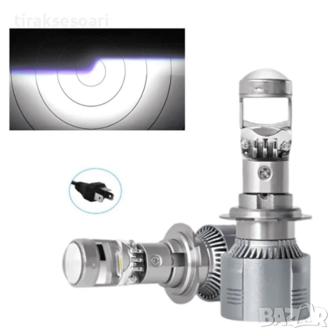 H4 LED крушки с лупа 240W комплект 2бр 30000lm 12V 24V авто крушки T844