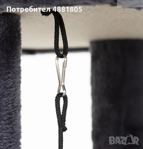 Драскалка за котки с легло, сизалова драскаща зона и интерактивни играчки, 2 нива, 50 см., снимка 5 - За котки - 55505504