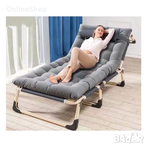 Сгъваемо туристическо легло, къмпинг шезлонг 180 см с възглавница, снимка 6 - Други стоки за дома - 53993711