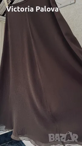 Луксозна двойна копринена пола от 100% естествена коприна - Dark Chocolate, снимка 9 - Поли - 55409027