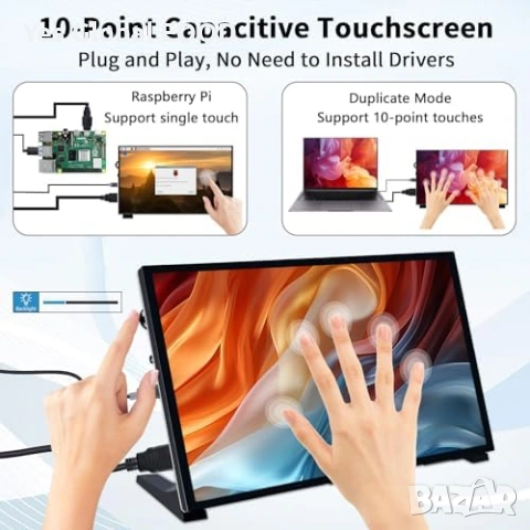 GeeekPi 10.1" IPS Touch монитор за Raspberry Pi, снимка 2 - Друга електроника - 54740428