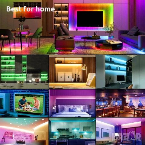 Комплект LED ленти HOUHUI, 2x6.56 фута RGB LED светлинна лента за 40-60 инча телевизор, снимка 7 - Лед осветление - 54194586