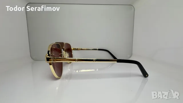 Слънчеви очила Cartier Santos Dumont Aviator Gold / Leather унисекс, снимка 2 - Слънчеви и диоптрични очила - 55279307