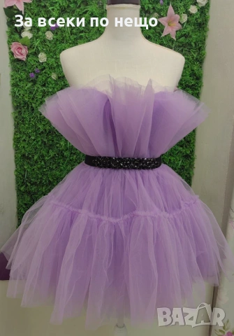 Къса Ефирна Тюлена Рокля Без Презрамки - Различни Цветове  Код Roni33, снимка 3 - Рокли - 54011619