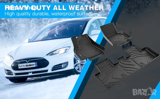 К-кт 3 части 3D трислойни TPE стелки за Tesla Model Y (2019-2023), NOVSIGHT, черни, снимка 8 - Аксесоари и консумативи - 55462833