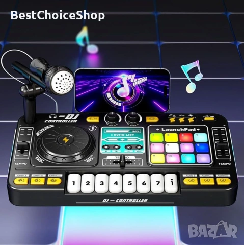 Детски DJ пулт с реалистични звукови ефекти и Bluetoothс, микрофон и динамични светлини, снимка 9 - Други - 54962201