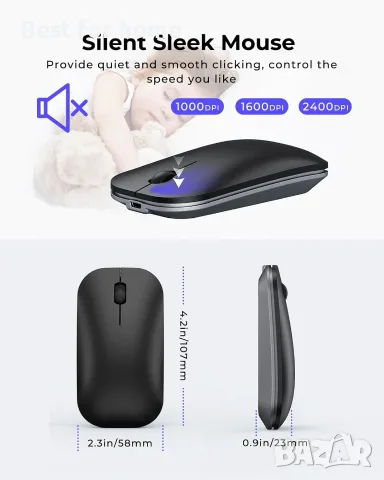 seenda SKM64-3 Slimline безжичен комплект Bluetooth клавиатура и мишка , снимка 5 - Клавиатури и мишки - 55422803