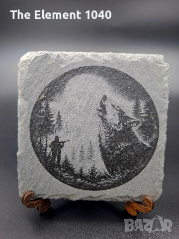 Квадратни каменни подложки от естествен шистов камък (Slate Coasters) – 10х10 см , снимка 6 - Други - 55048252