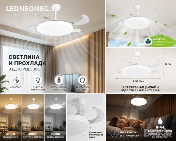 Осветление + Вентилатор = Максимален комфорт с минимален разход!