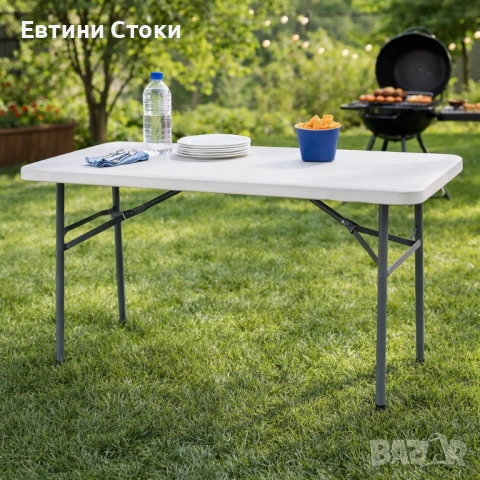 Сгъваема градинска маса 181.5 см бяла правоъгълна, снимка 6 - Градински мебели, декорация  - 54214068
