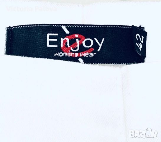 Луксозен бял панталон Enjoy (Нидерландия) - Висока талия,  еластичност, размер L-XL, снимка 4 - Панталони - 54519975