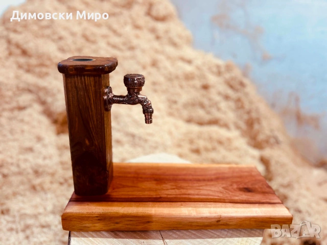 Диспенсър за алкохол от масивна слива (5 см) – Ръчна изработка по поръчка
