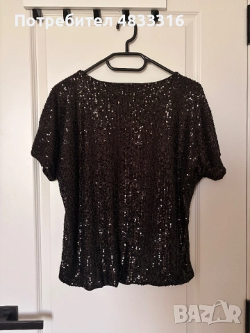 Пайетена блуза H&M, снимка 2 - Тениски - 54689568