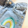 Детски дънкови шорти Denim & Co с бродерия на дъга, р-р 2-3 г. (98 см), снимка 1