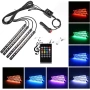 Комплект RGB амбиентно осветление за кола – 4 LED ленти по 22 см, звуков сензор, IP65 10265, снимка 1
