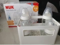 NUK Сет Стъклени Шишета силикон - 2х240мл + 2х120мл + Кошница, снимка 1