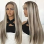 Лейс фронт перука 80 см русо-кафяв микс - синтетична 13х4 Lace Front, снимка 1