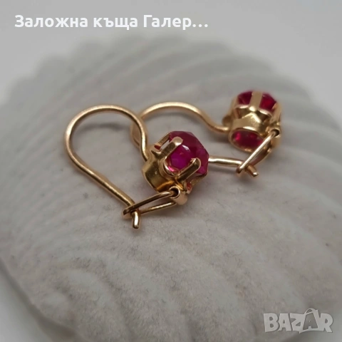 Златни обеци – съветско злато, проба 583 -2,24 гр, снимка 5 - Обеци - 54692145