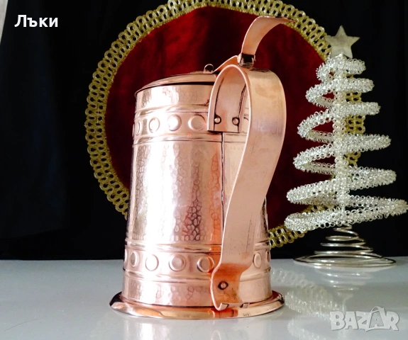 Медна халба с капак,кована чиста червена мед 700 мл. , снимка 3 - Антикварни и старинни предмети - 54821854