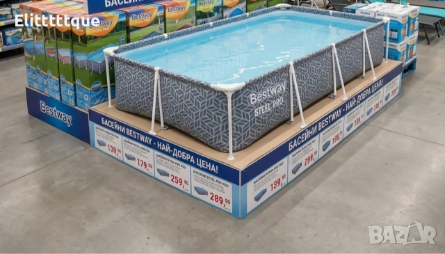 BESTWAY Steel Pro басейн 366x201x66 см с филтърна помпа - 4000 л капацитет, бърз монтаж