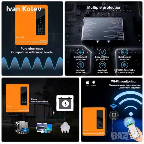 Хибриден Соларен Инвертор ANERN Модел AN-SCI-EVO-4200, Мощност 4.2kW (4200W), снимка 7 - Друга електроника - 54109800