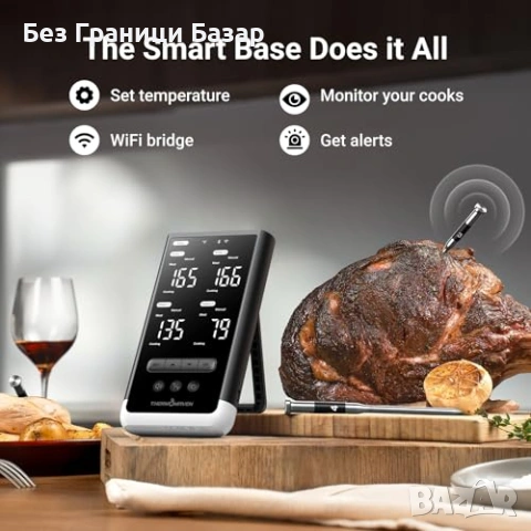 Нов Смарт BBQ Термометър 4 Безжични Сонди WiFi Bluetooth за Грил Пушилня Фурна месо, снимка 2 - Други - 54571940