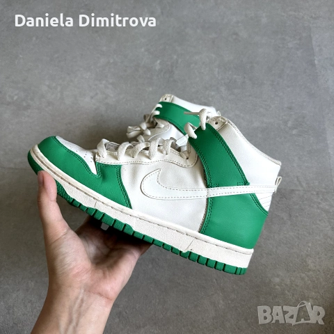 Nike Dunk High White Green, снимка 2 - Маратонки - 55274130