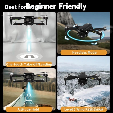 Toladrone TD12LCD Дрон с камера, Сгъваем RC Дрон с LCD екран Дистанционно управление , снимка 4 - Дронове и аксесоари - 54508714
