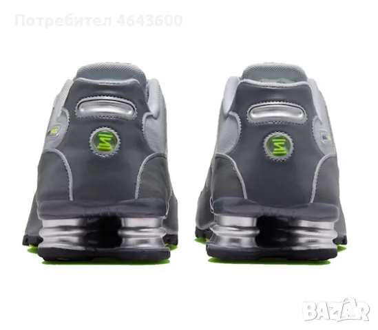 Nike Shox NZ Dark Grey-Wolf Grey-Volt, снимка 4 - Маратонки - 55692279