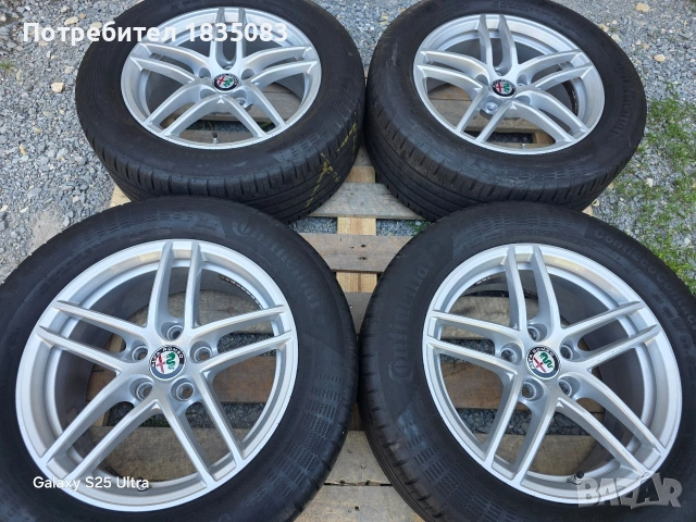 Лети джанти 16ки 5х110 Alfa Romeo + летни гуми 225/55/16 Continental, снимка 2 - Гуми и джанти - 54691122