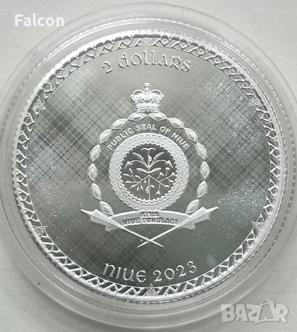 1 Оz / 2 NZD Niue 2023 / Scottish Unicorn - Heraldic Series, снимка 2 - Нумизматика и бонистика - 54570711