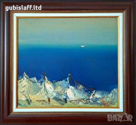 Картина, море, мрежи, неразчетен подпис
