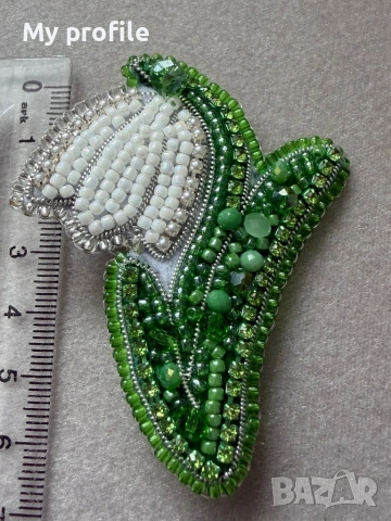 Handmade брошка Кокиче , снимка 5 - Бижутерийни комплекти - 53450394