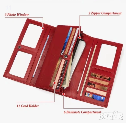 Дамско кожено портмоне , снимка 2 - Портфейли, портмонета - 54241506