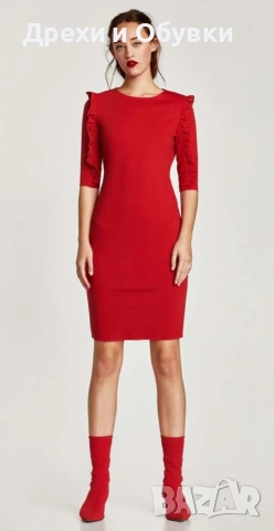 Червена рокля Zara , снимка 10 - Рокли - 54074125