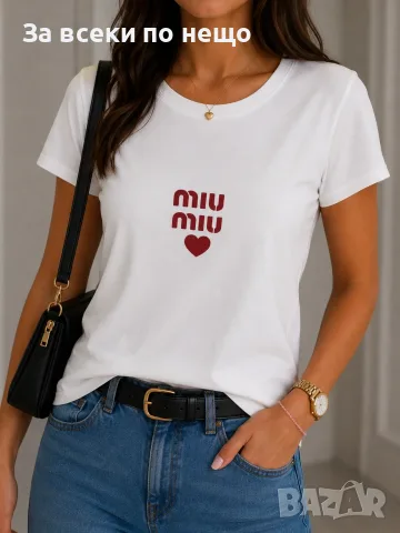 Miu Miu Дамска Тениска👕Дамска Блуза С Къс Ръкав Миу Миу Код A1617, снимка 4 - Тениски - 55356691