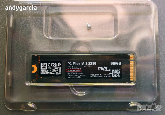 500GB Crucial P3 Plus Gen4 PCIe NVMe SSD скрост четене/запис 5000 и 4200 mb/sec ЧИСТО НОВ ДИСК disk, снимка 6 - Твърди дискове - 54626563