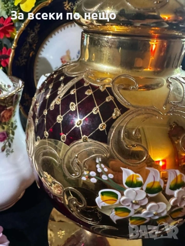 Murano Italy 1961 - ръчно рисувана бонбониера с капак Код P2102, снимка 4 - Декорация за дома - 54042064