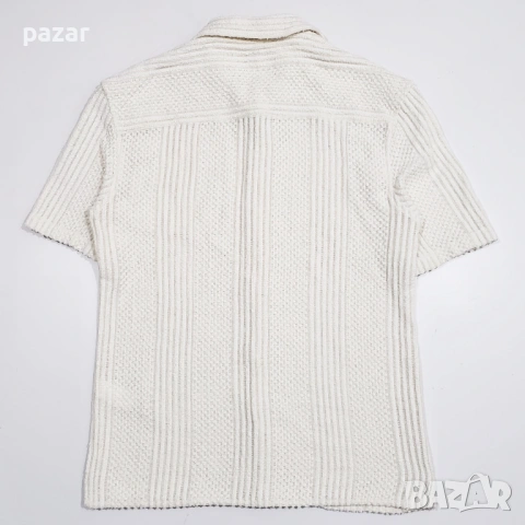 ZARA плетена мрежеста мъжка риза с къс ръкав нова, размер S, бежова, снимка 5 - Ризи - 54415562