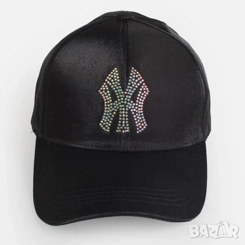 Дамска шапка жокей черна NY с камъчета_1261230, снимка 2 - Шапки - 54883964