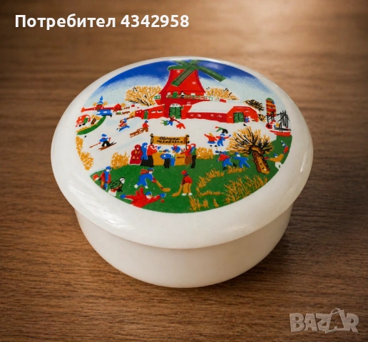 Винтидж порцеланова кутийка с капак – декоративна (Холандски мотив).1960-1980г.