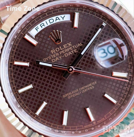 Rolex Day-Date 40mm President Rose Gold Chocolate Dial Diagonal Motif Различни Варианти, снимка 9 - Мъжки - 54047727
