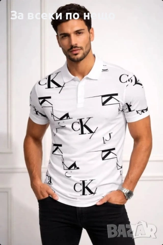 Calvin Klein Мъжка Бяла Тениска С Яка👕Мъжка Блуза С Къс Ръкав Келвин Клайн Код A1510