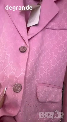  🎀Дамско Сако Gucci с Блестящи Камъчета в Розово, снимка 3 - Сака - 54071560